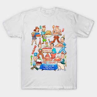 Celebrating christmas and new year Cartoon New A feast of fun. Served up by your film favorites. Retro Vintage Comic T-Shirt